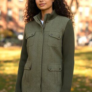 (G-216)Alain Manoukian Women’s Green Wool Blend Jacket Size 42 Military Style Ri